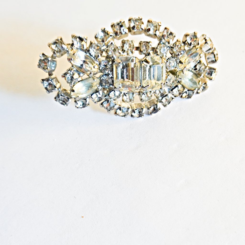 Art Deco Large Crystal Rhinestone Paste Pin Brooch 89$